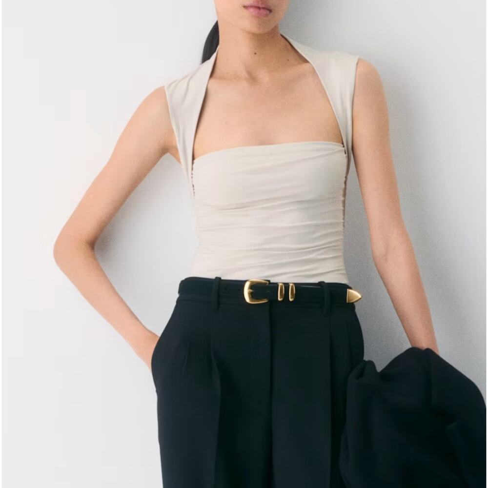 NEW Aritzia Contour Flourish Top Blouse Off White Small Ivory